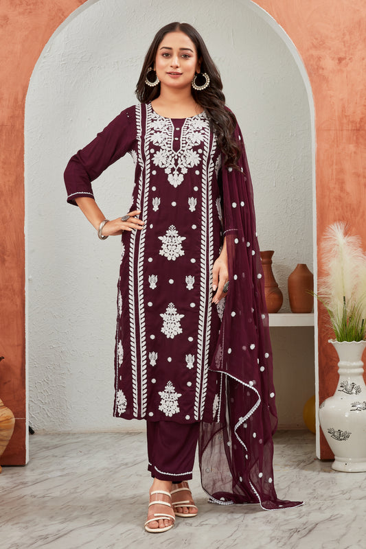 VISCOSE MODAL MUSLINE KURTI SET (9707-B)