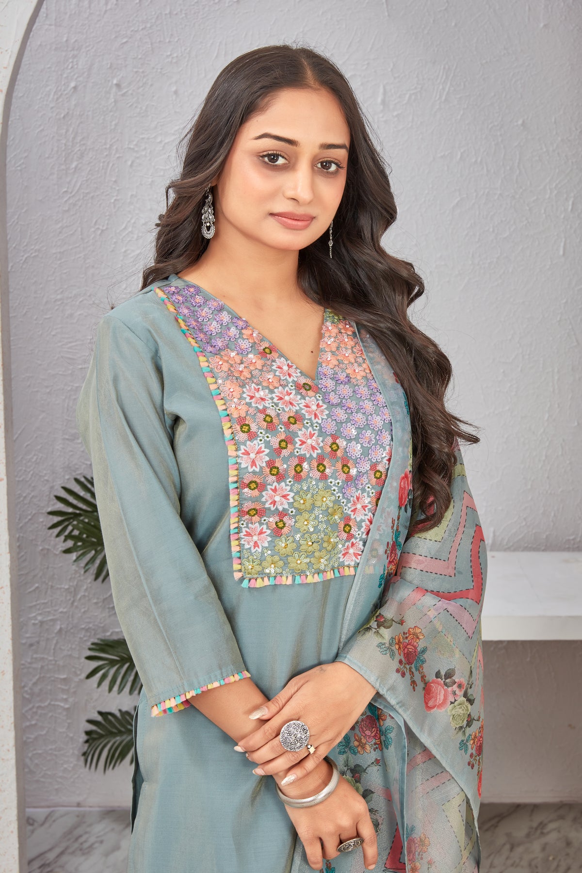 ROMAN SHIMMER KURTI SET (2267)