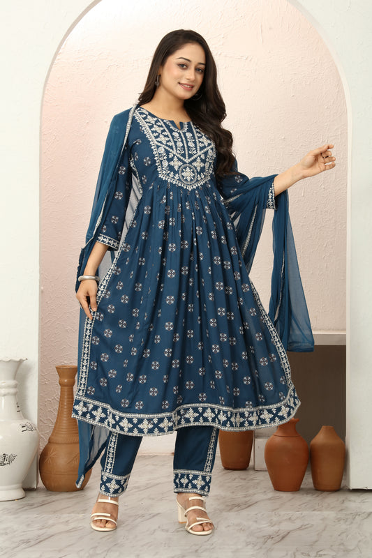 RAYON PRINT KURTI SET (5078-B)