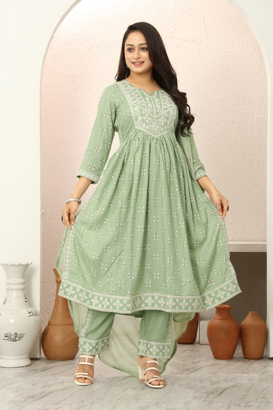 REYON PRINT KURTI SET (5078)