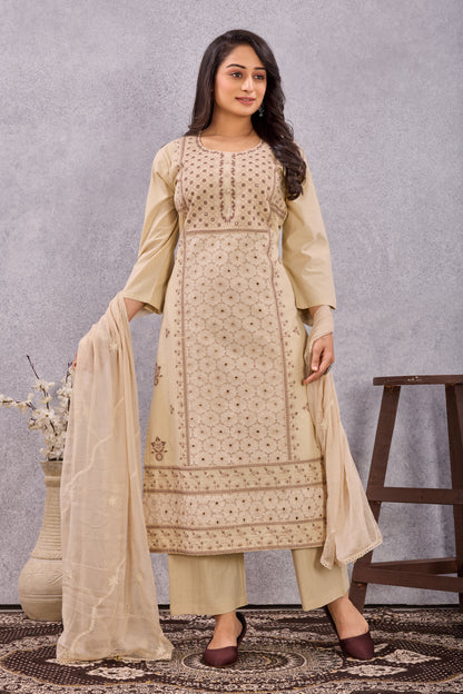 DABBU COTTON WITH SHIFFLE KURTI SET (3005)