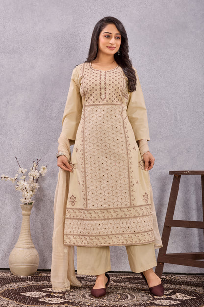 DABBU COTTON WITH SHIFFLE KURTI SET (3005)