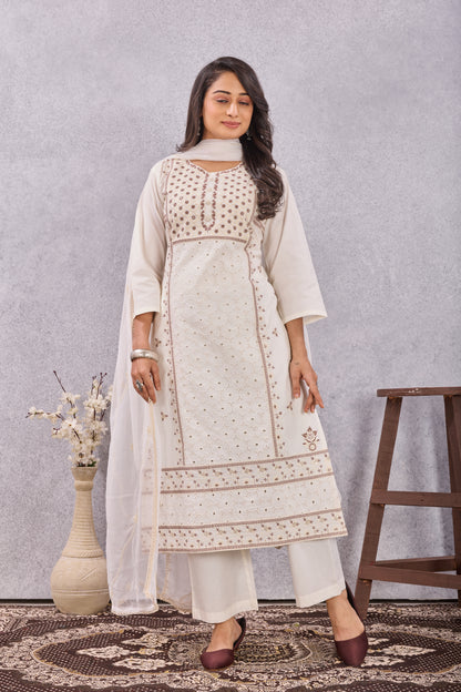 DABBU COTTON WITH SHIFFLE KURTI SET (3005)