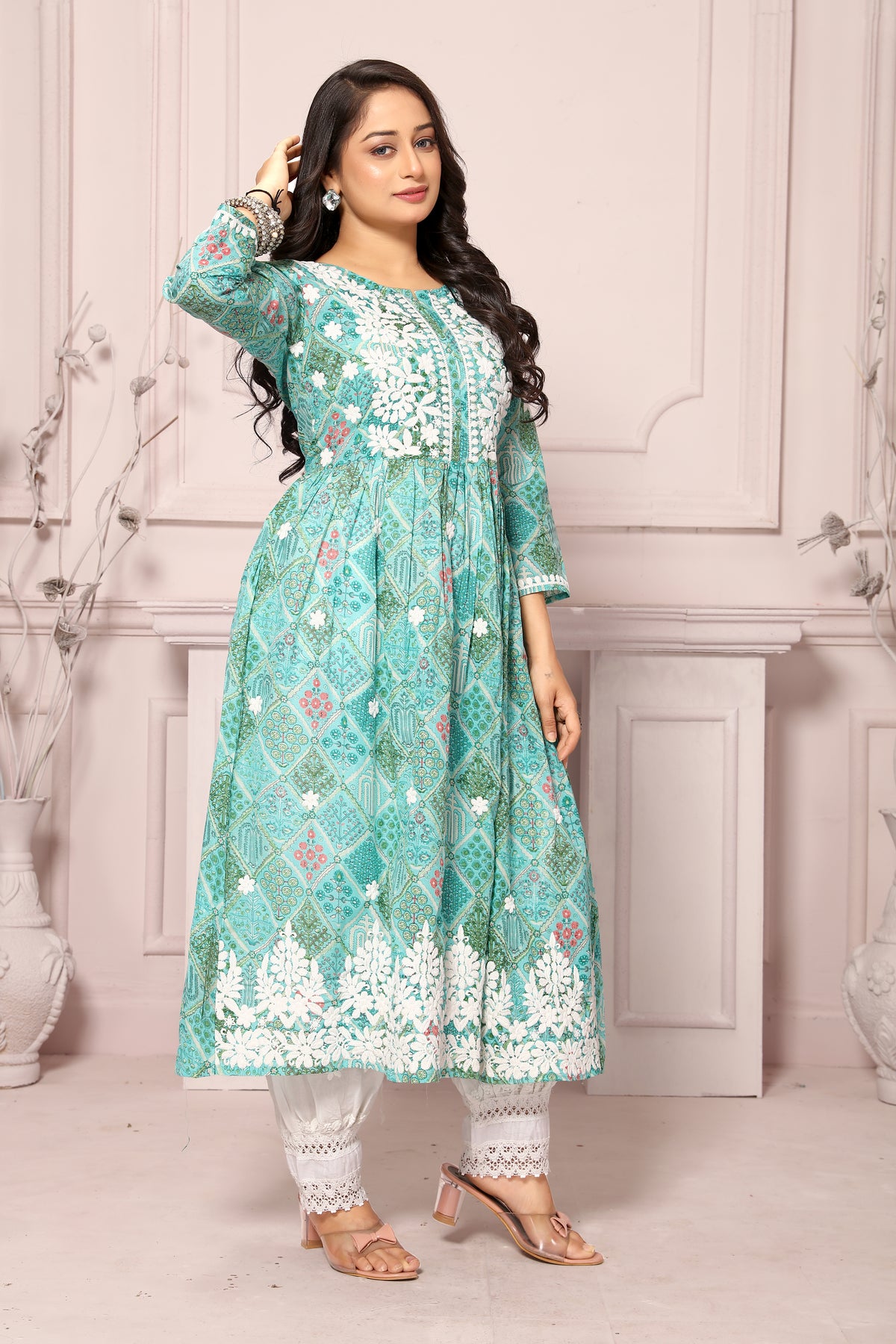 COTTON LUCKNAWI GOWN (5307)