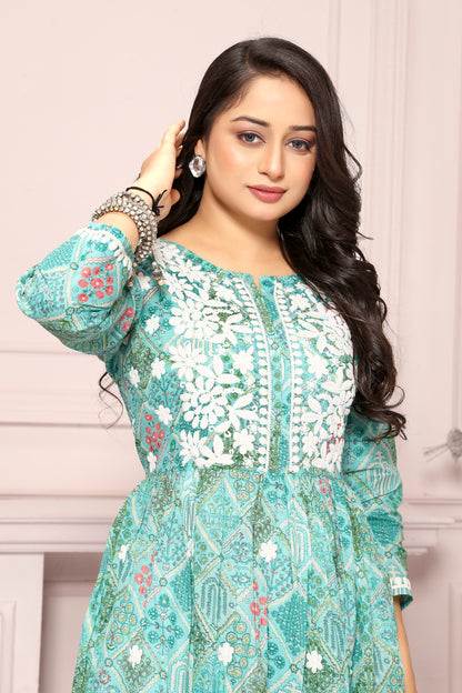 COTTON LUCKNAWI GOWN (5307)