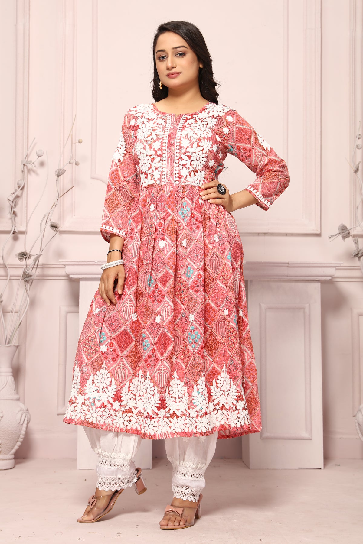 COTTON LUCKNAWI GOWN (5307)