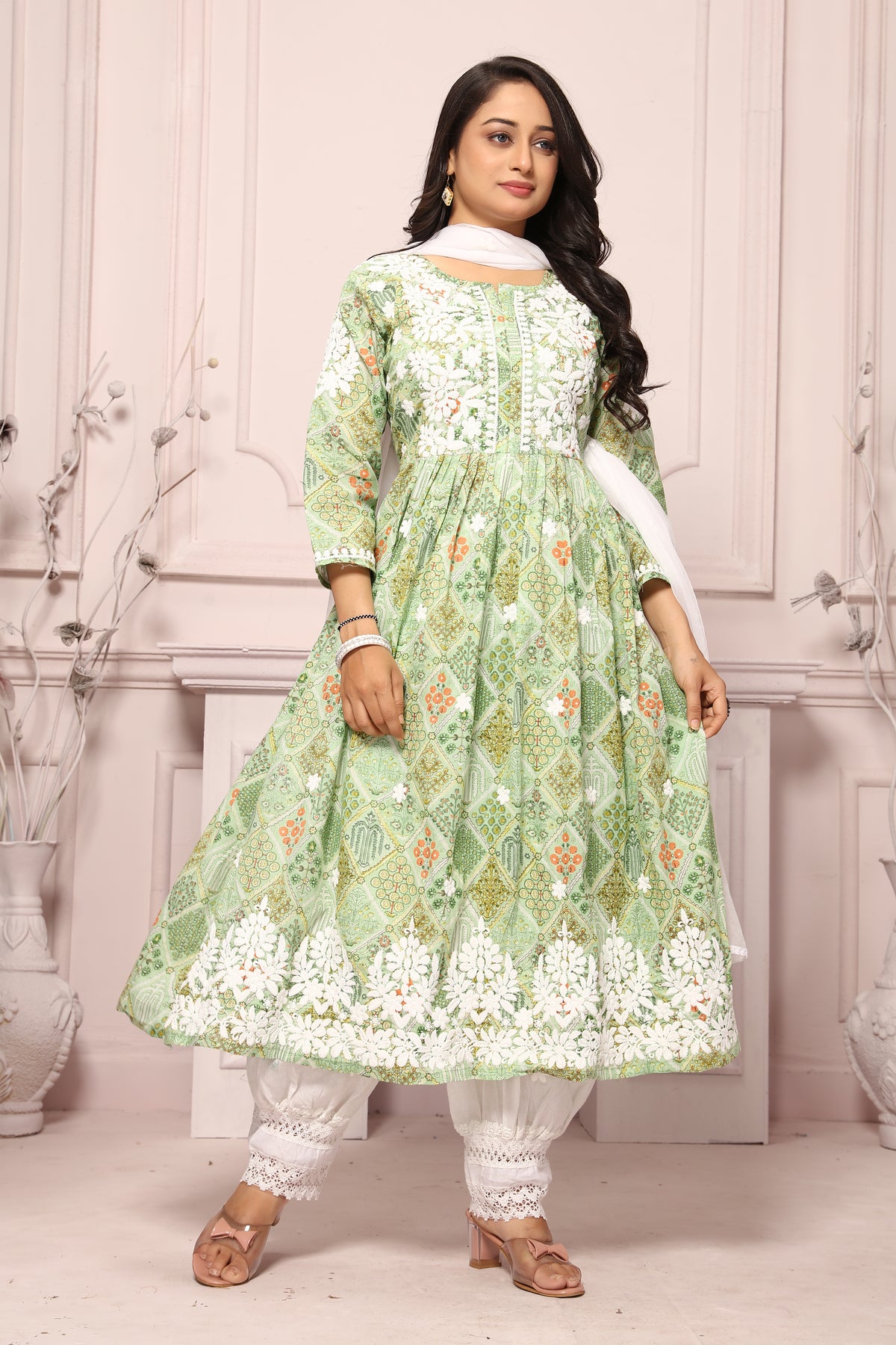 COTTON LUCKNAWI GOWN (5307)