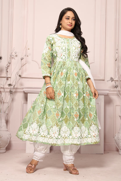 COTTON LUCKNAWI GOWN (5307)