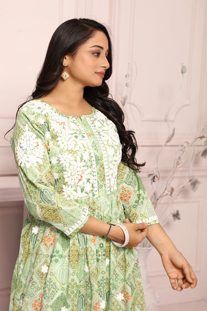 COTTON LUCKNAWI GOWN (5307)