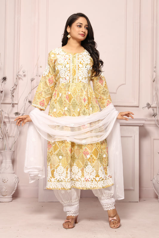 COTTON LUCKNAWI GOWN (5307)