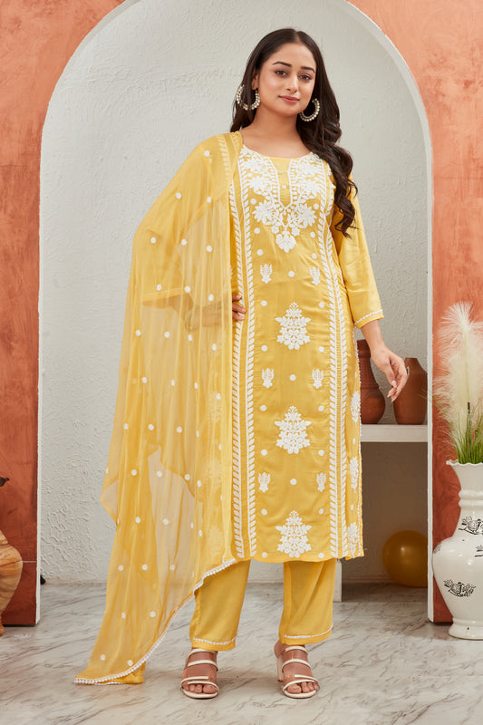 VISCOSE MODAL MUSLINE KURTI SET (9707-A)