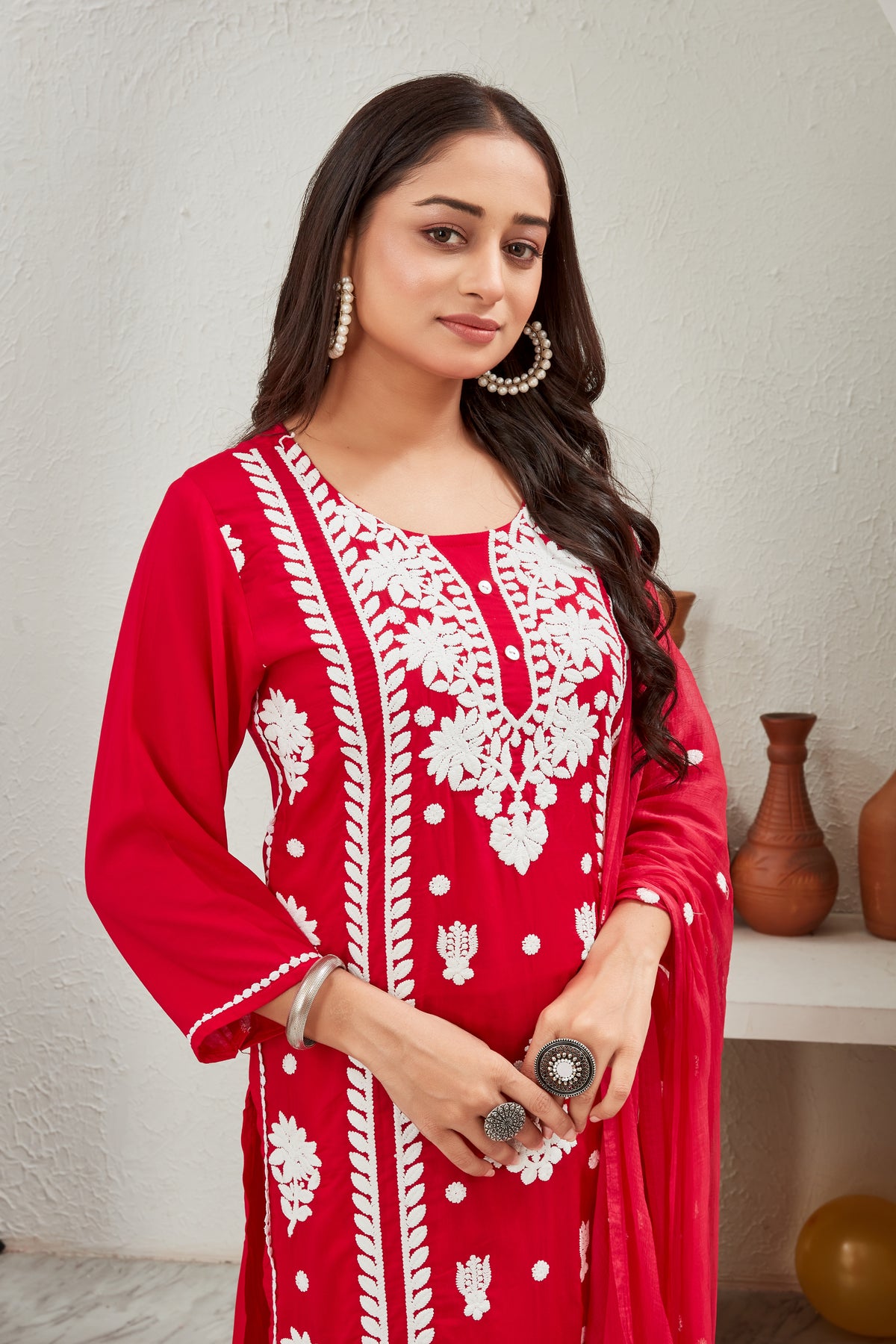 VISCOSE MODAL MUSLINE KURTI SET (9707-A)