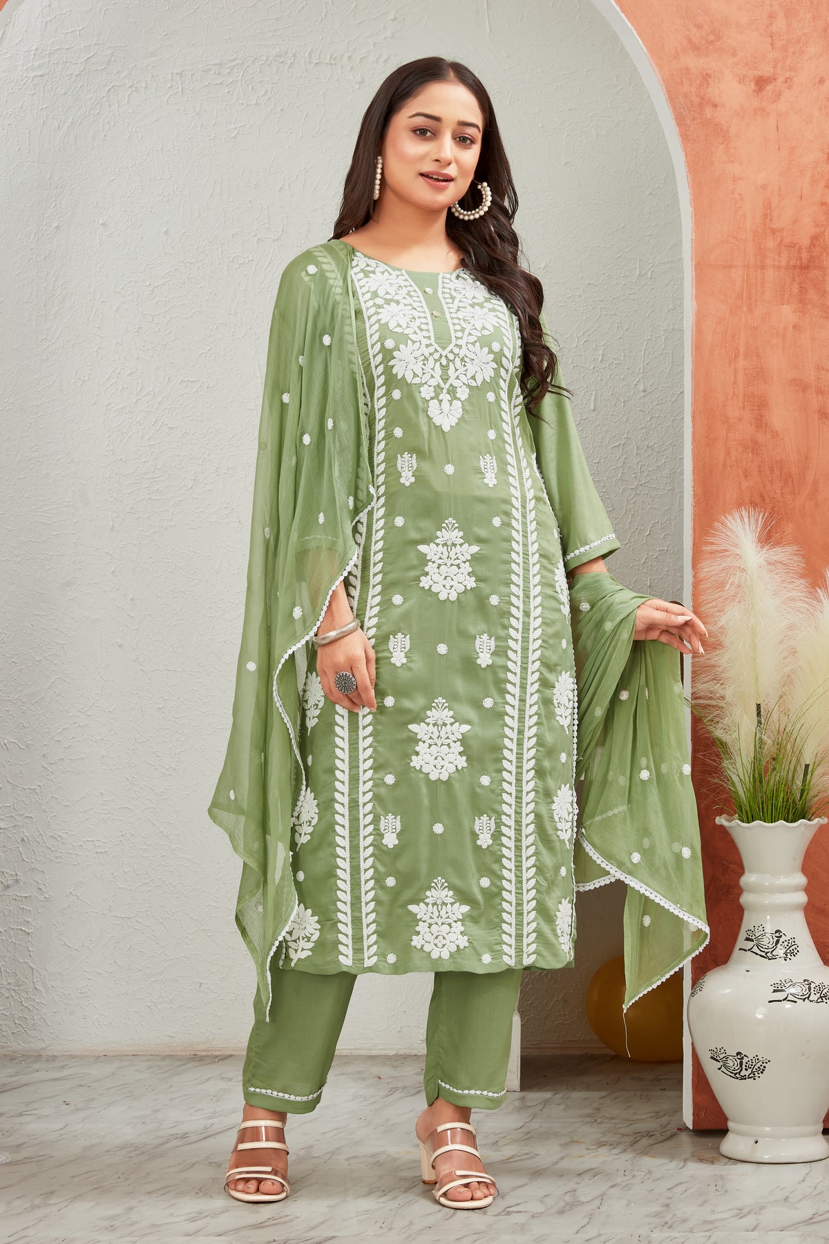 VISCOSE MODAL MUSLINE KURTI SET (9707-B)