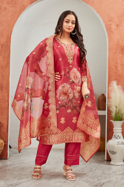 SHIMMER JACQUARD KURTI SET (1508-B)