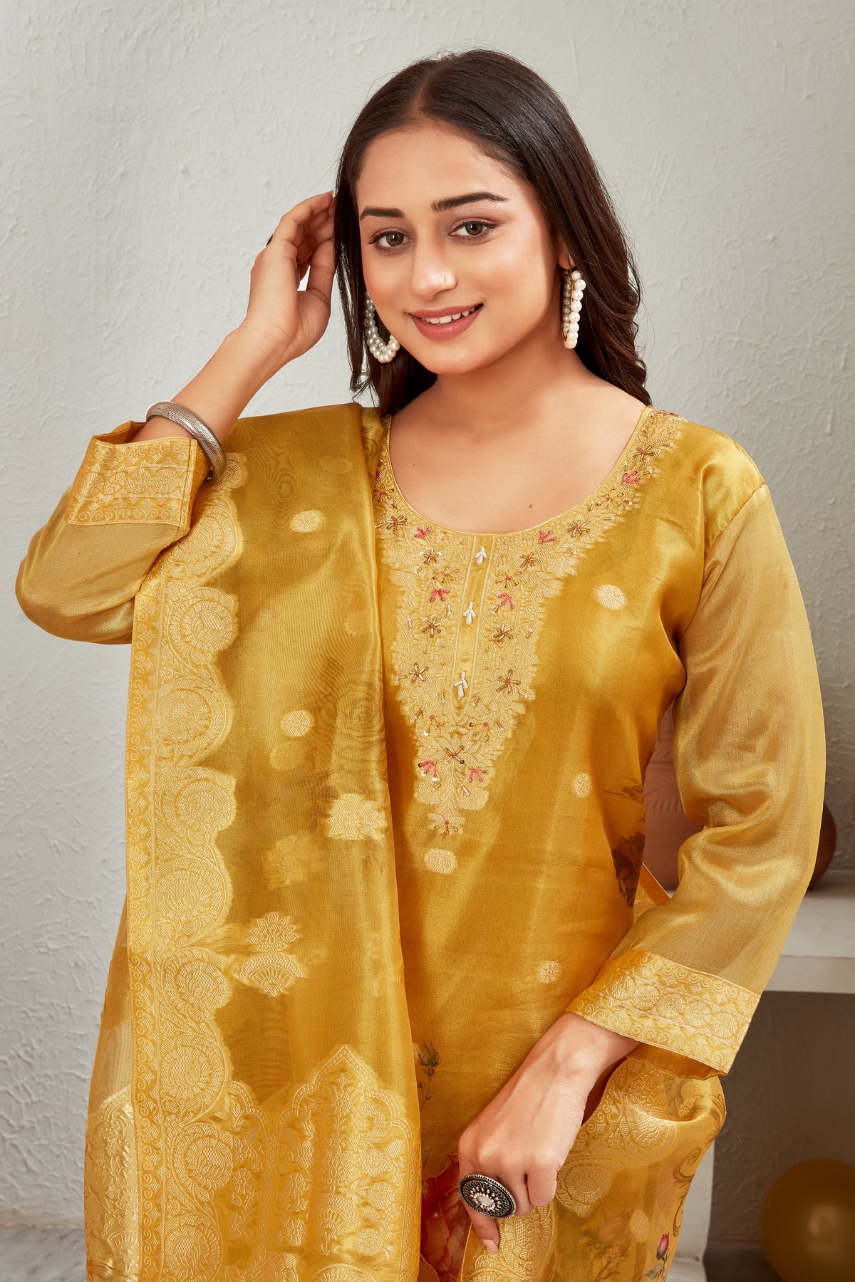 SHIMMER JACQUARD KURTI SET (1508-B)