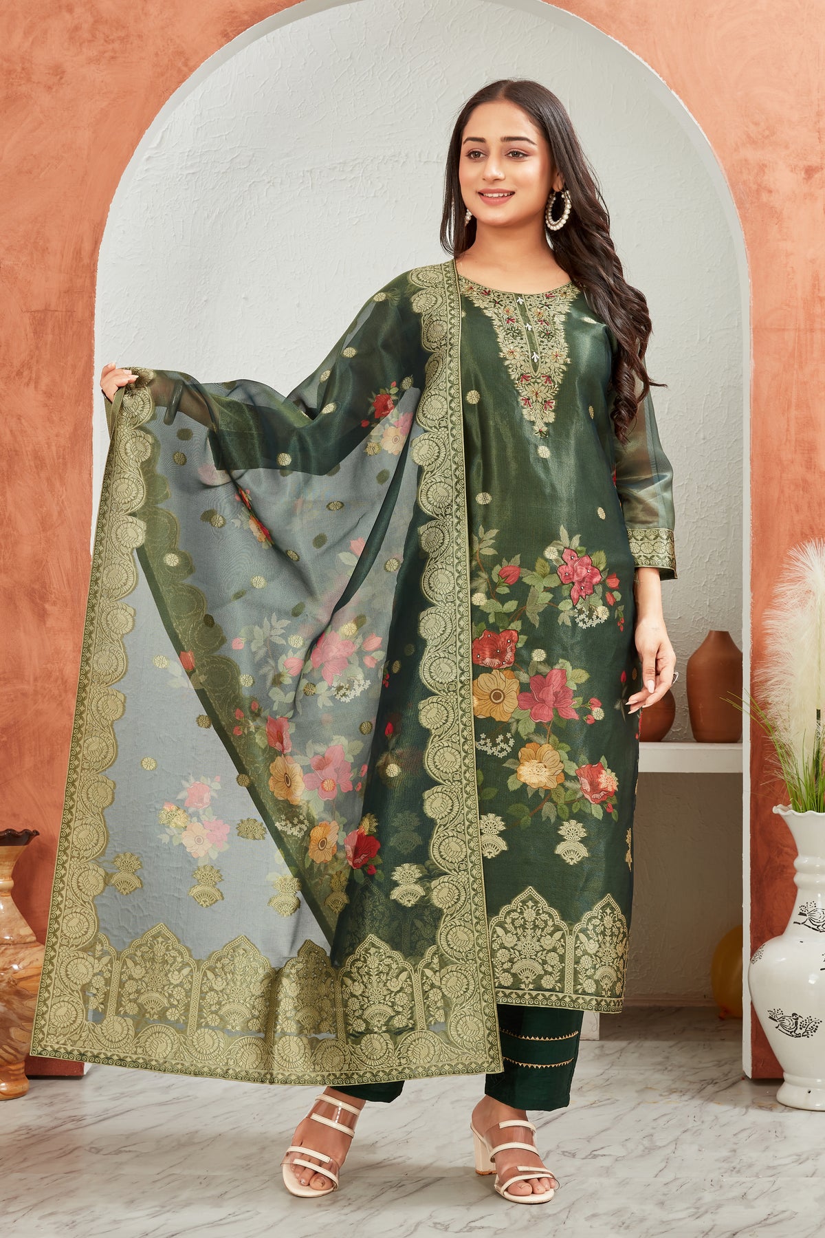 SHIMMER JACQUARD KURTI SET (1508-A)