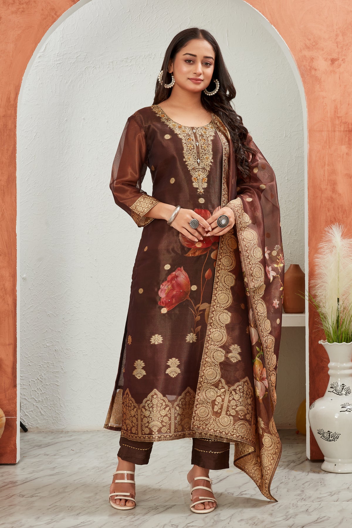 SHIMMER JACQUARD KURTI SET (1508-A)