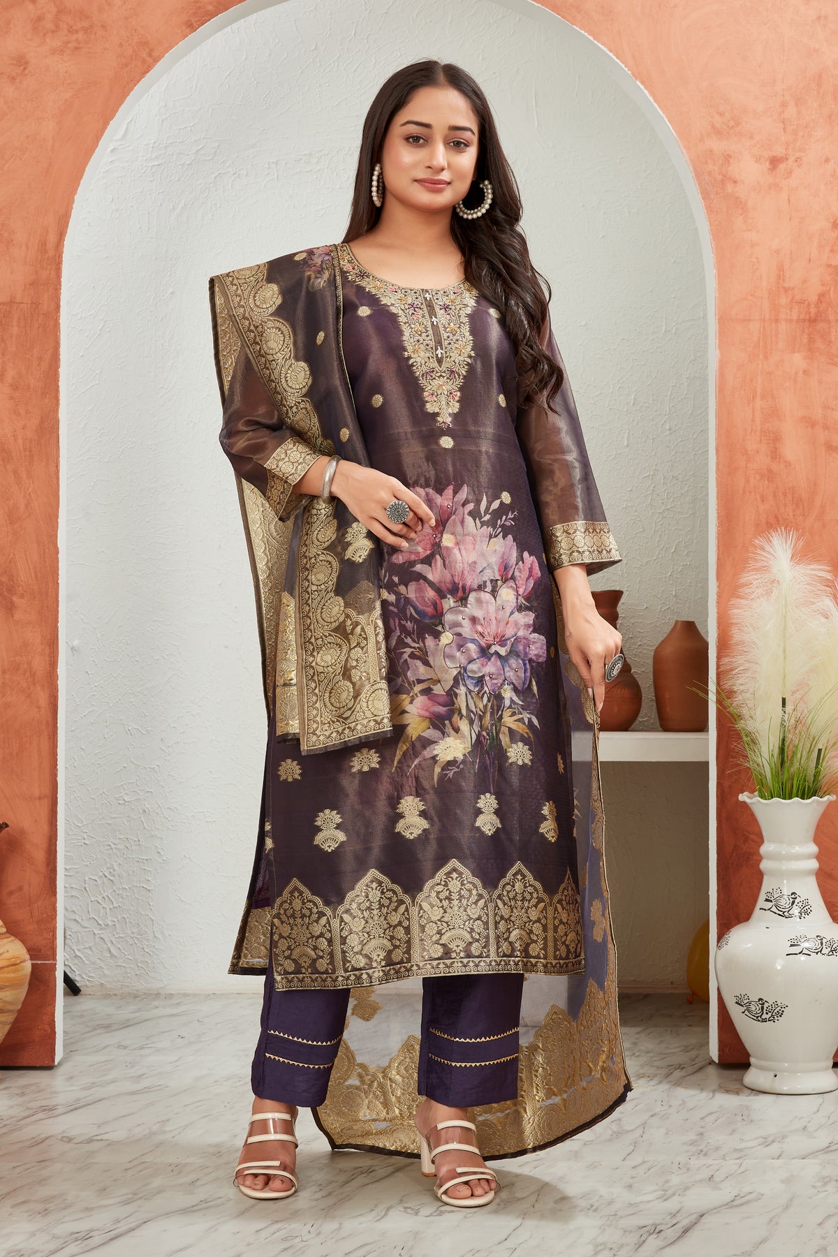 SHIMMER JACQUARD KURTI SET (1508-B)