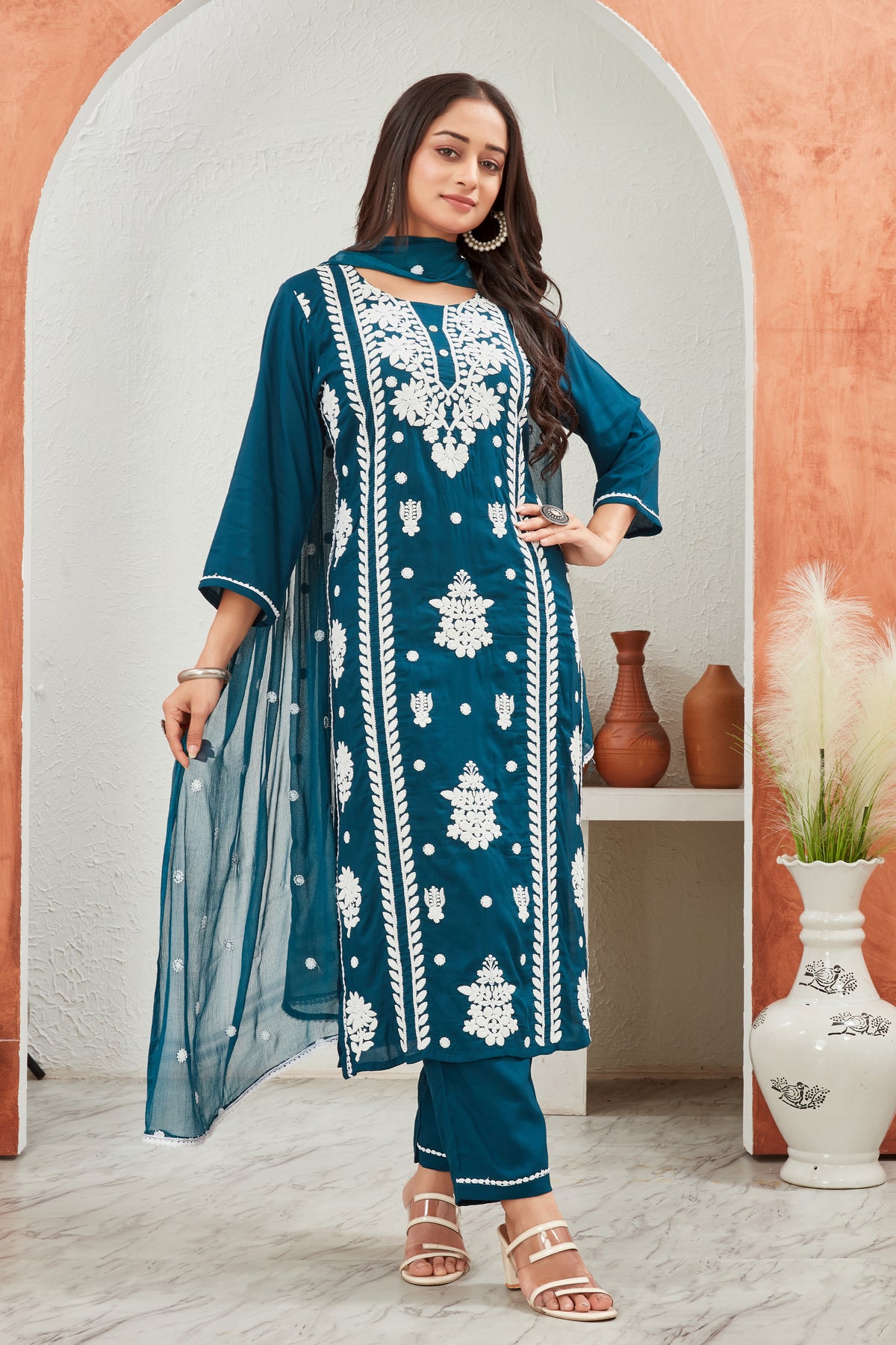 VISCOSE MODAL MUSLINE KURTI SET (9707-B)