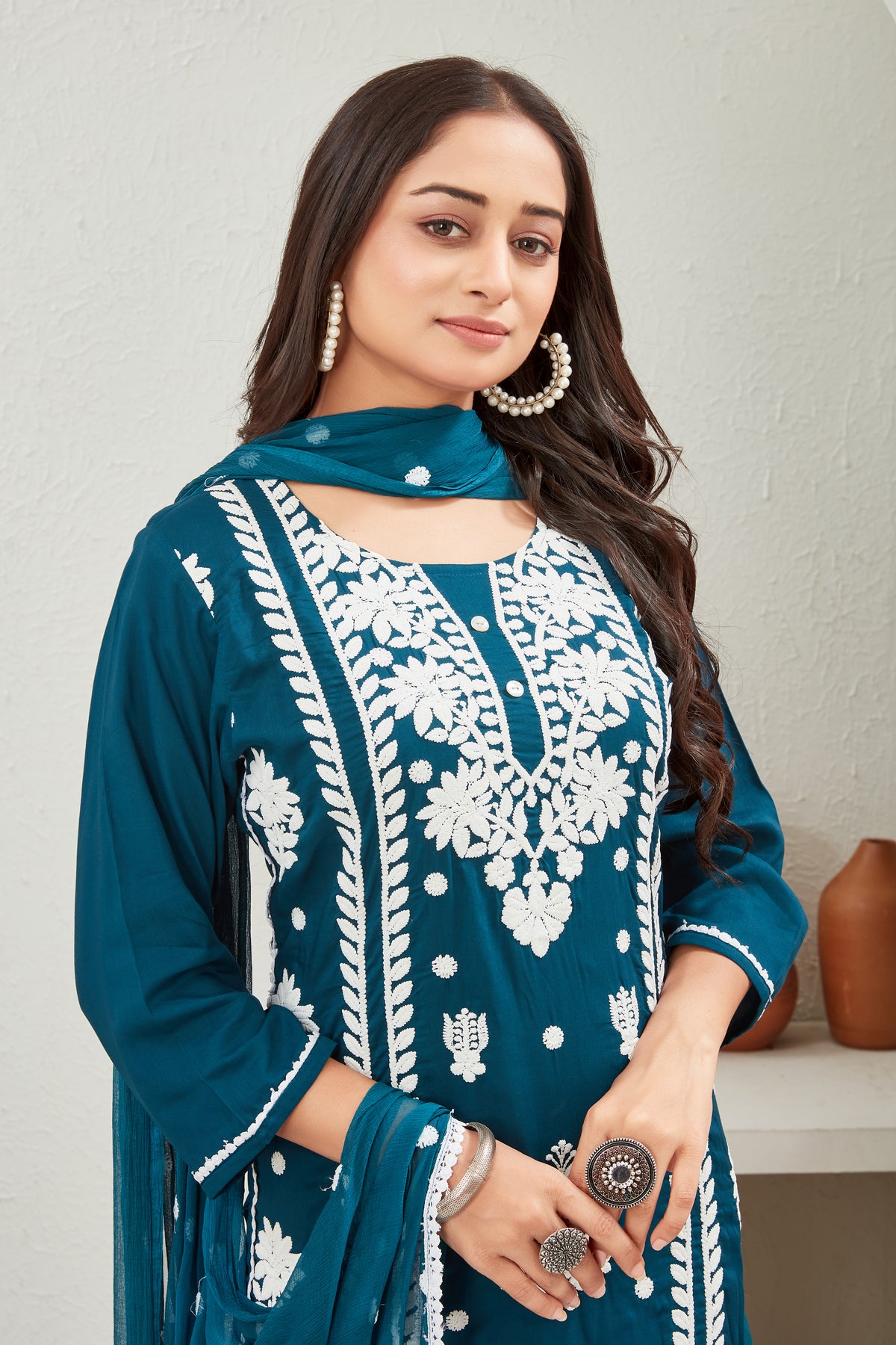 VISCOSE MODAL MUSLINE KURTI SET (9707-B)