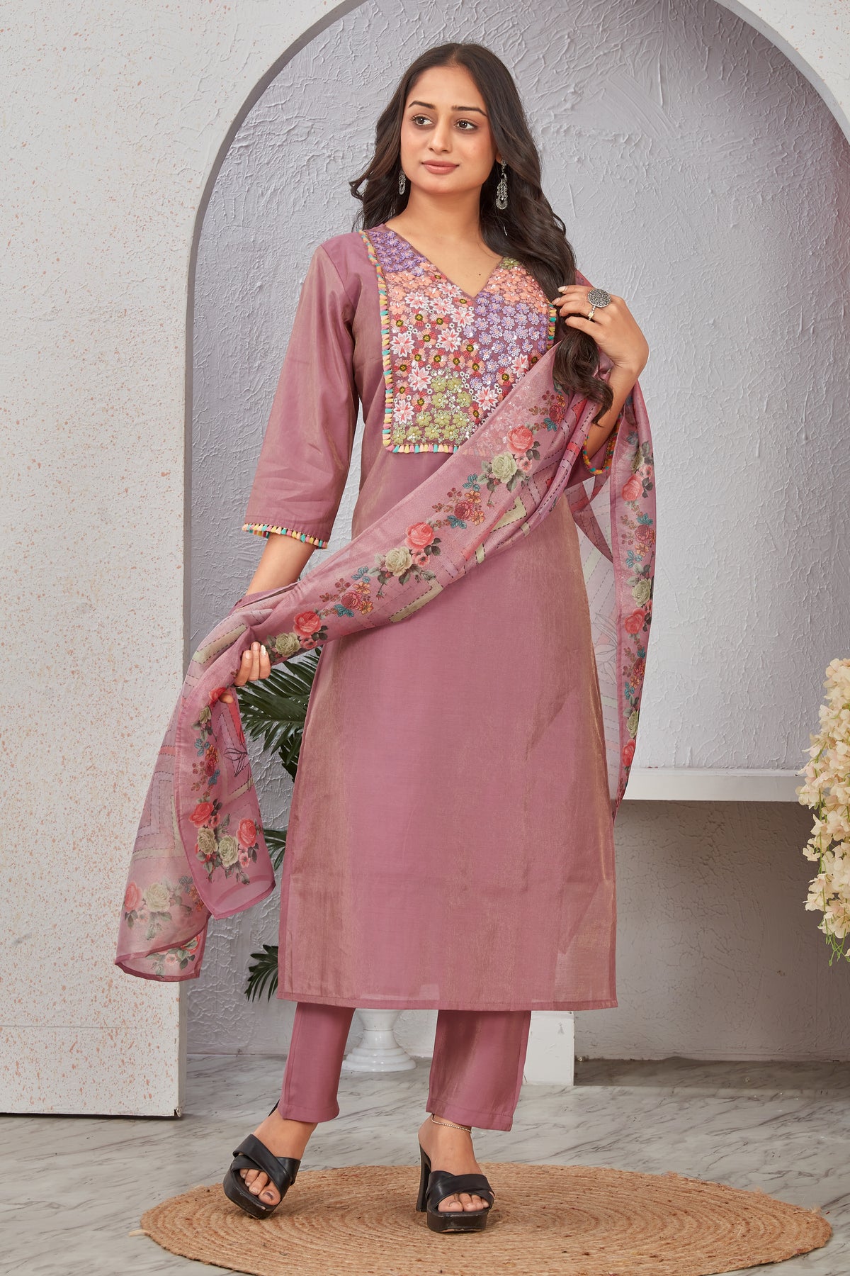 ROMAN SHIMMER KURTI SET (2267)