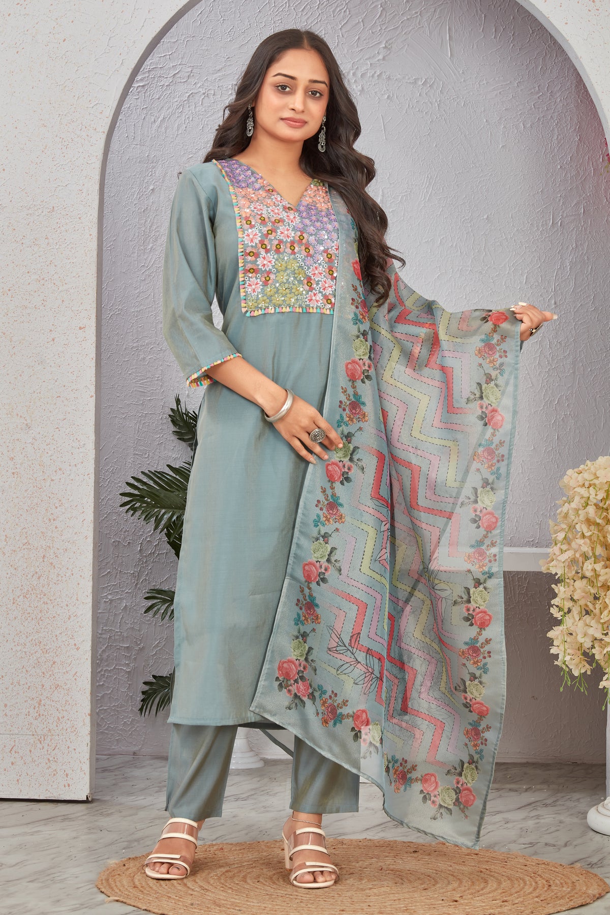 ROMAN SHIMMER KURTI SET (2267)