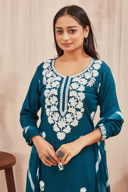 VISCOSE MODAL MUSLINE KURTI SET (9907)