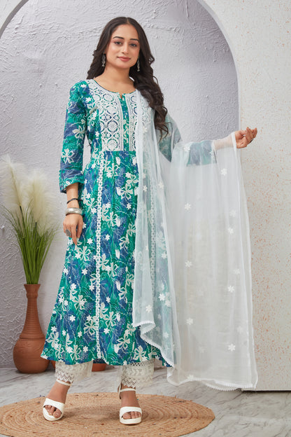 COTTON LUCKNOWI GOWN (2702)