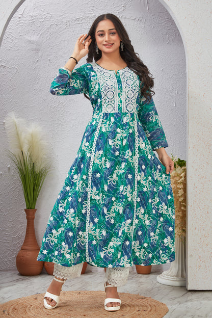 COTTON LUCKNOWI GOWN (2702)