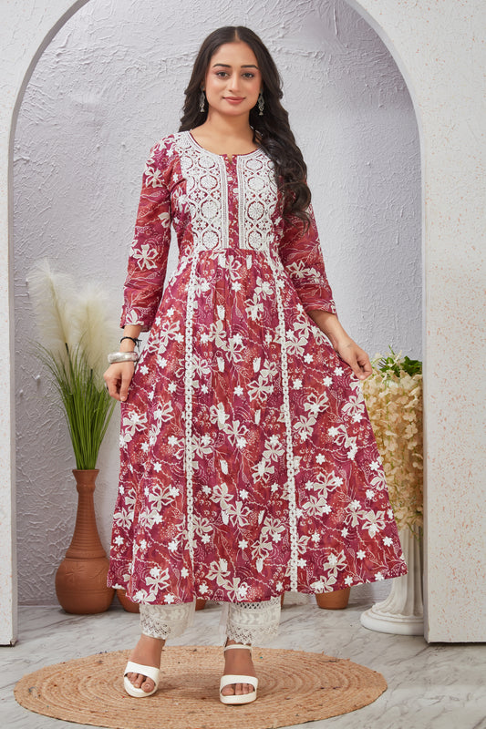 COTTON LUCKNOWI GOWN (2702)