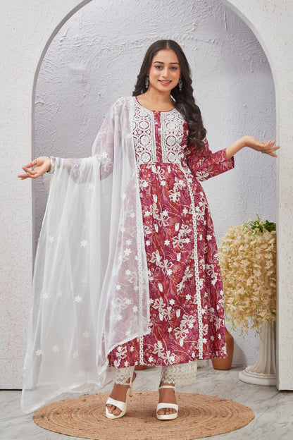 COTTON LUCKNOWI GOWN (2702)