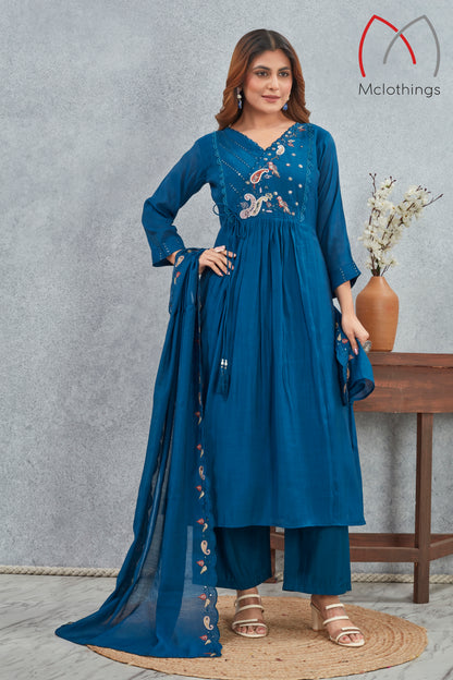 MULL CHANDERI KURTI SET (2854)