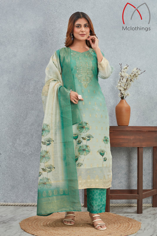 CHANDERI JACQUARD KURTI SET (2804-2-B)