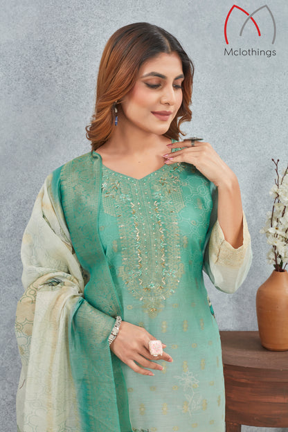CHANDERI JACQUARD KURTI SET (2804-2-B)