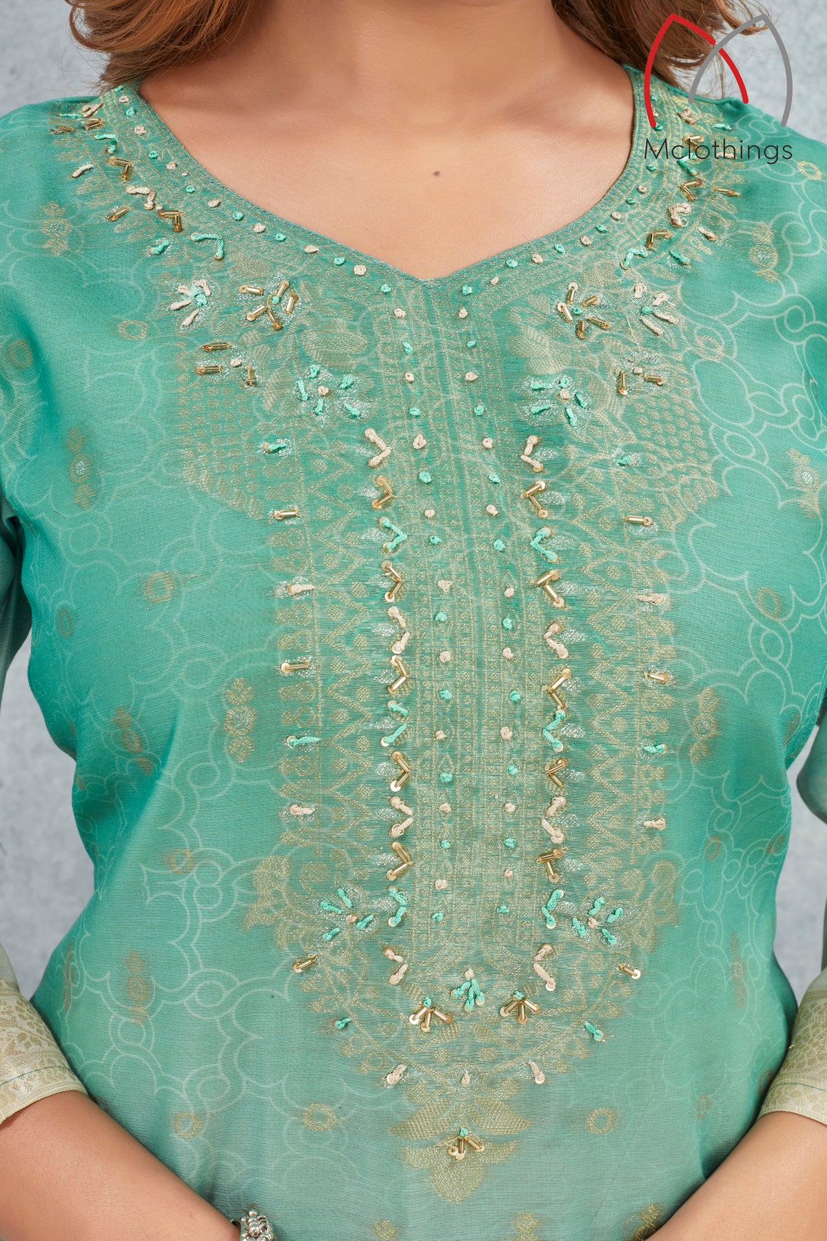 CHANDERI JACQUARD KURTI SET (2804-2-B)