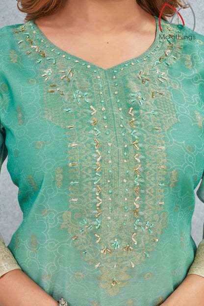 CHANDERI JACQUARD KURTI SET (2804-2-B)