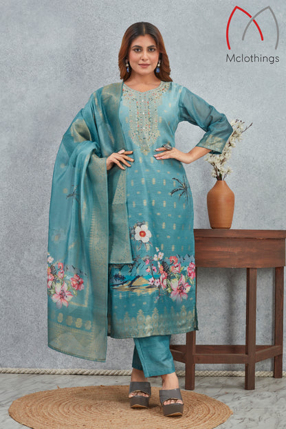 CHANDERI JACQUARD KURTI SET (2804-2-B)