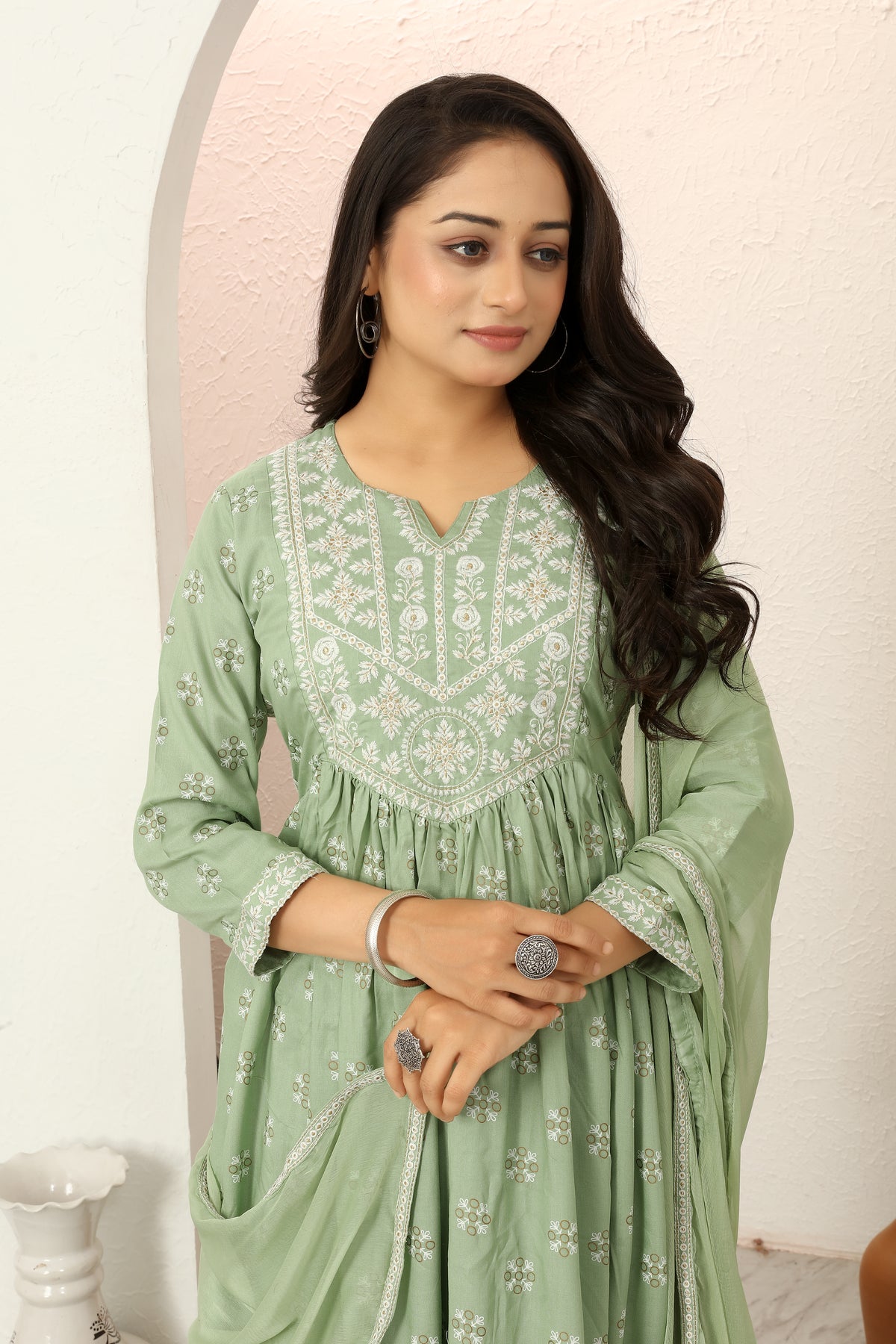 REYON PRINT KURTI SET (5078)