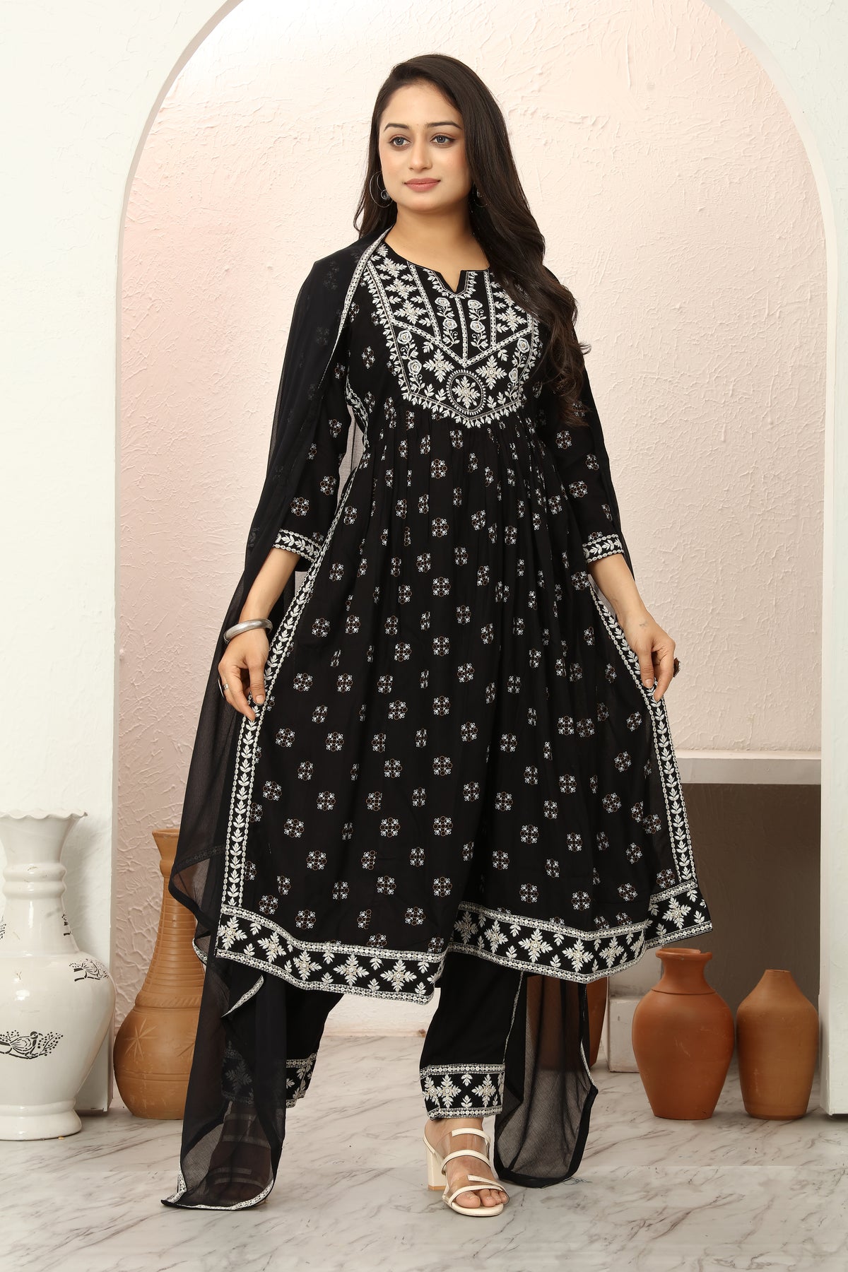 RAYON PRINT KURTI SET (5078-B)