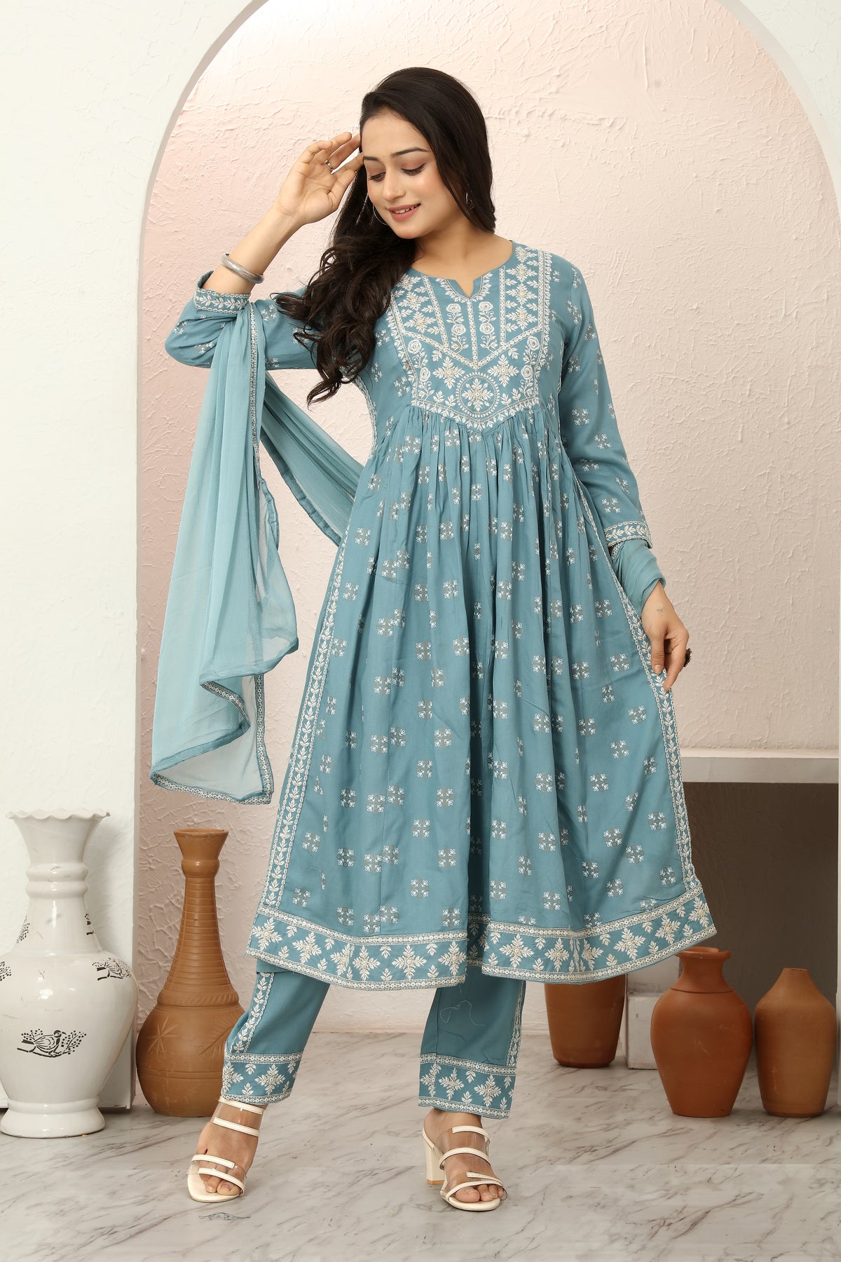 REYON PRINT KURTI SET (5078)