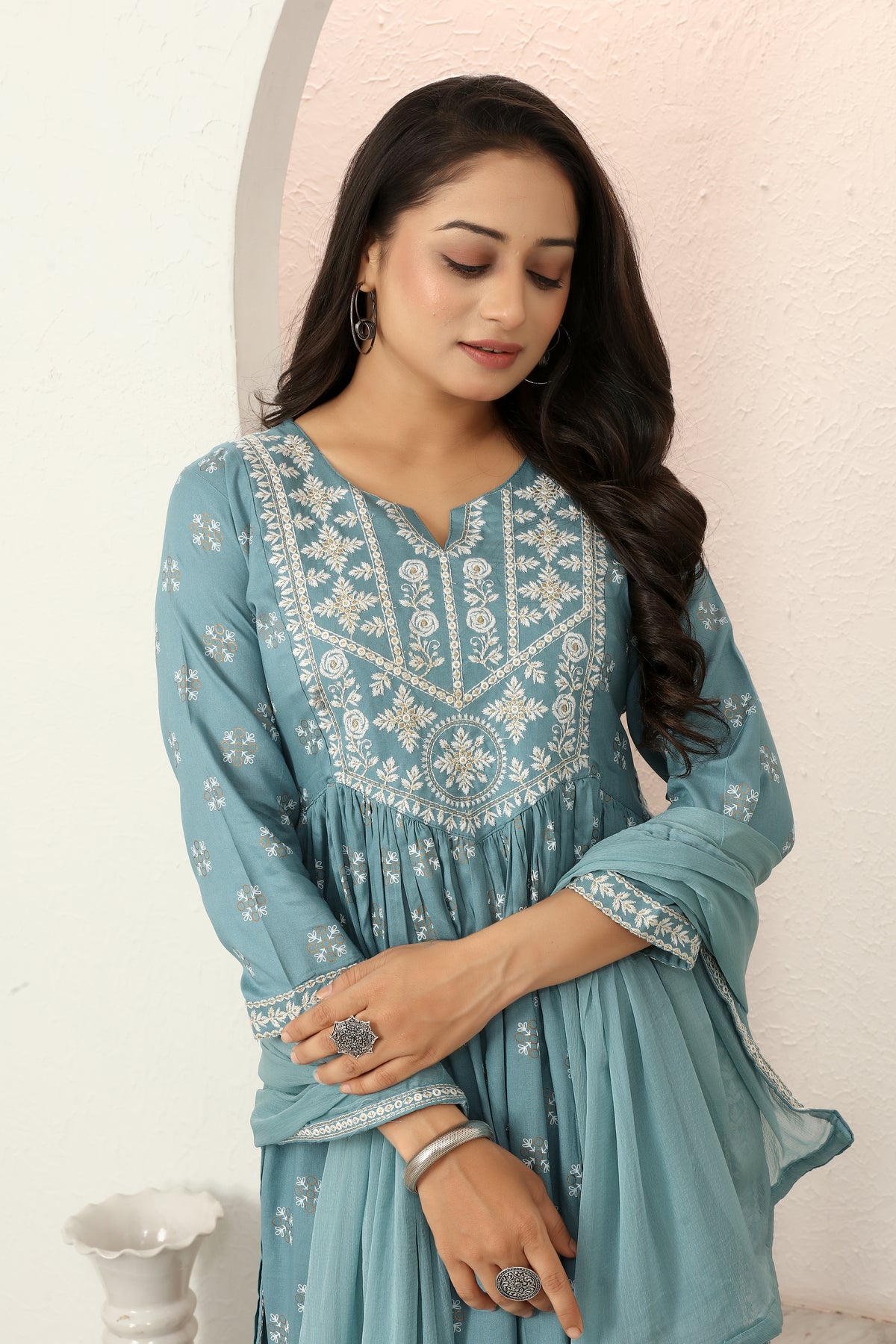REYON PRINT KURTI SET (5078)