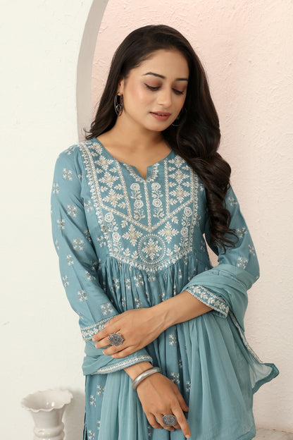 REYON PRINT KURTI SET (5078)