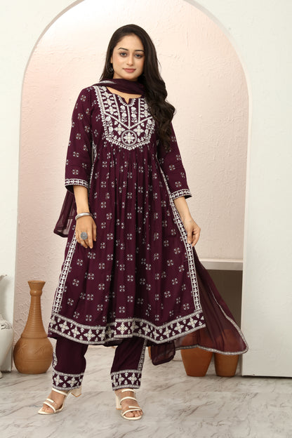 RAYON PRINT KURTI SET (5078-B)