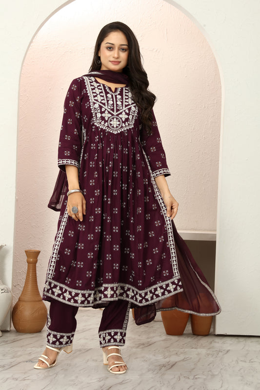 RAYON PRINT KURTI SET (5078-B)
