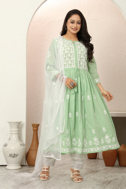 COTTON LUCKNOWI GOWN (2307-B)