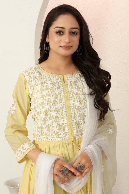 COTTON LUCKNOWI GOWN (2307-B)
