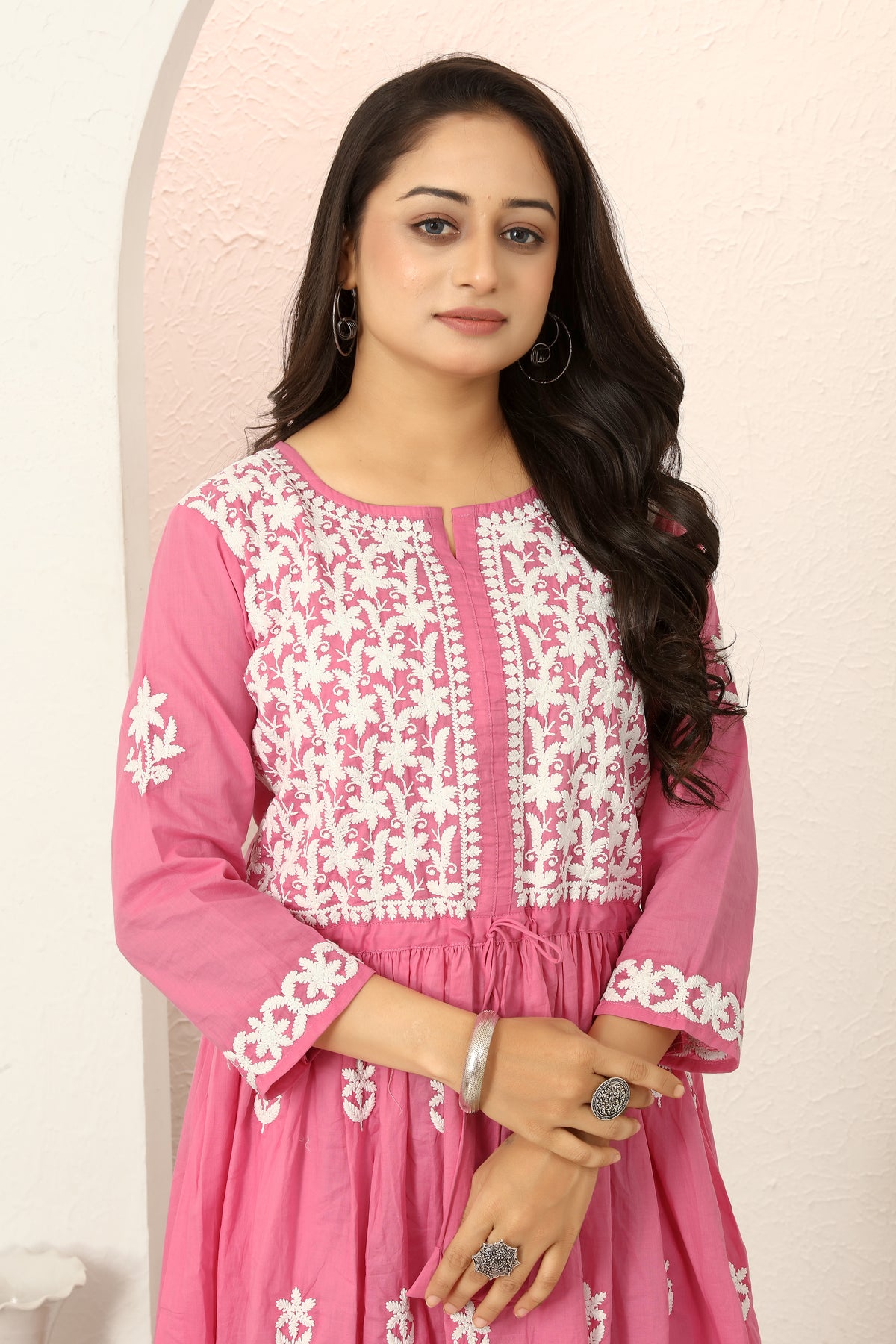 COTTON LUCKNOWI GOWN (2307-B)