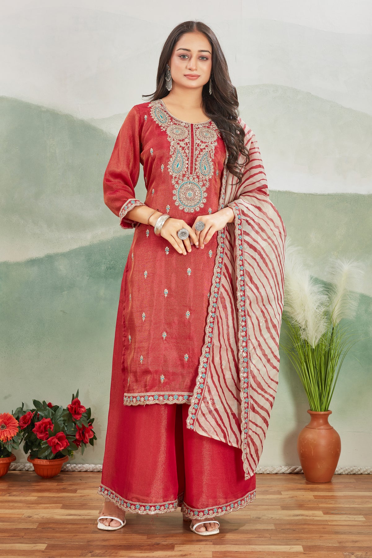 Viscose Shimmer Kurta Palaazo Set (2218)