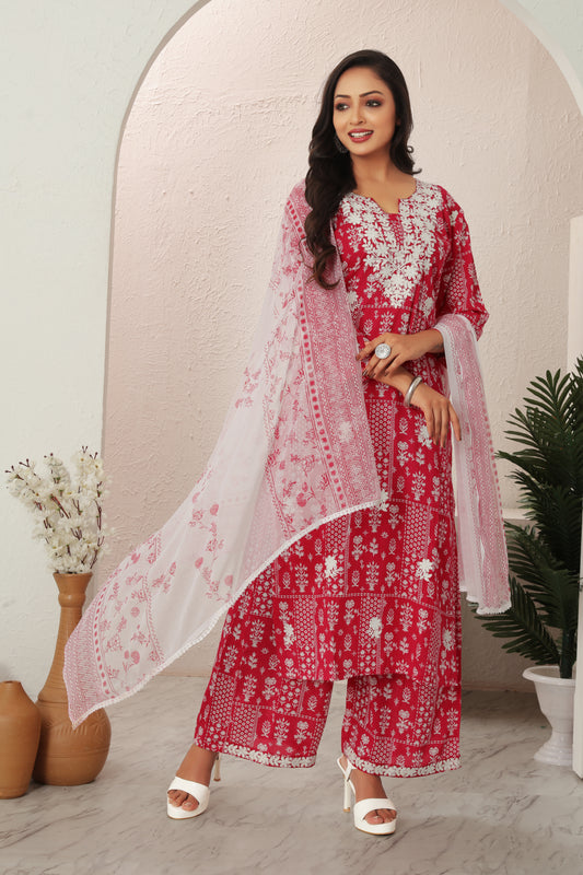 VISCOSE MUSLINE MODAL PRINT KURTI SET (5207)