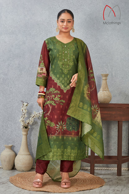 CHANDERI JACQUARD KURTI SET (2804-C-A)